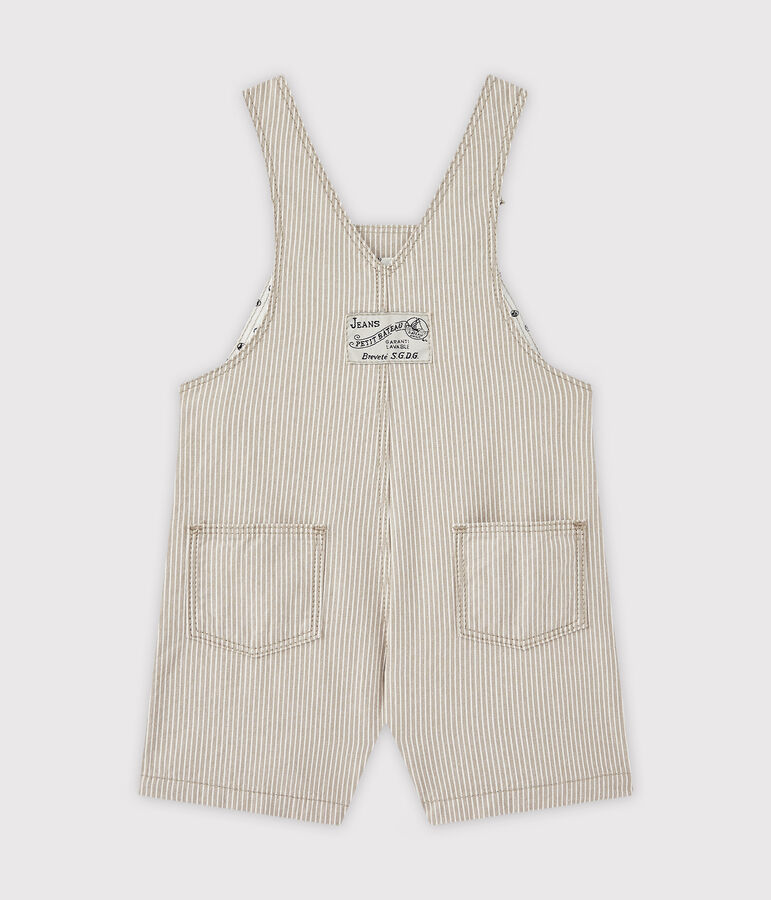 Salopette short b&eacute;b&eacute; gar&ccedil;on gris/blanc