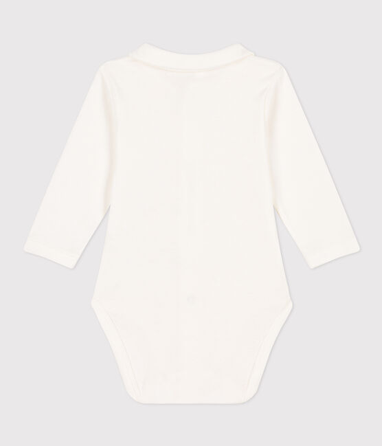 Body manches longues à col en coton bébé blanc MARSHMALLOW