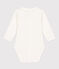 Body manches longues à col en coton bébé blanc MARSHMALLOW