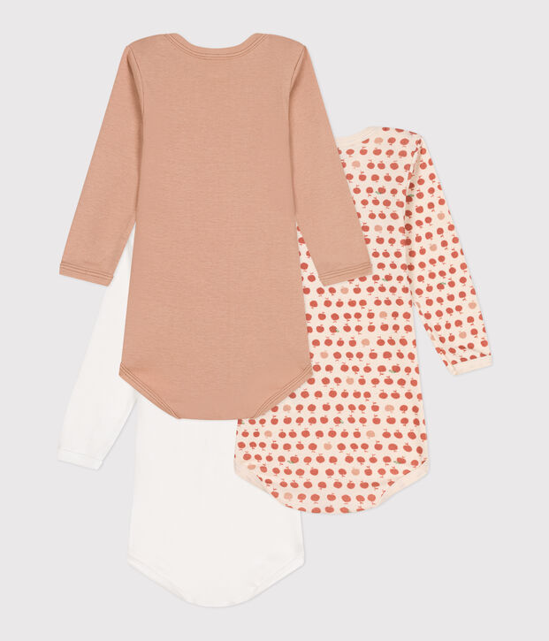 Lot de 3 bodies manches longues en coton b&eacute;b&eacute; multicouleur