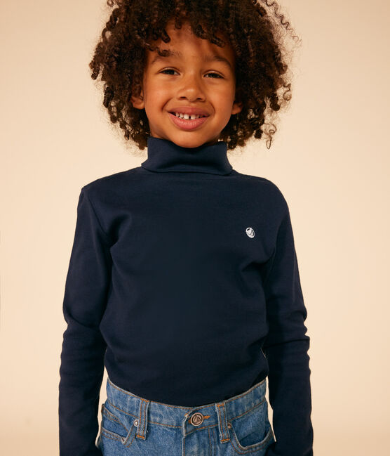Sous-pull en coton enfant fille / garçon bleu SMOKING