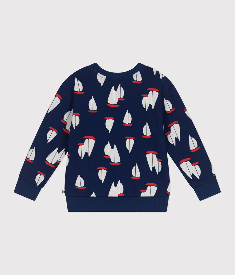 Sweatshirt enfant en coton imprim&eacute; bleu MEDIEVAL/blanc MULTICO
