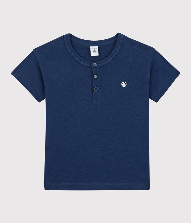 T-shirt manches courtes enfant fille/gar&ccedil;on bleu fonc&eacute;