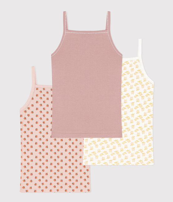 Lot de 3 chemises à bretelles fleur en coton petite fille variante 1