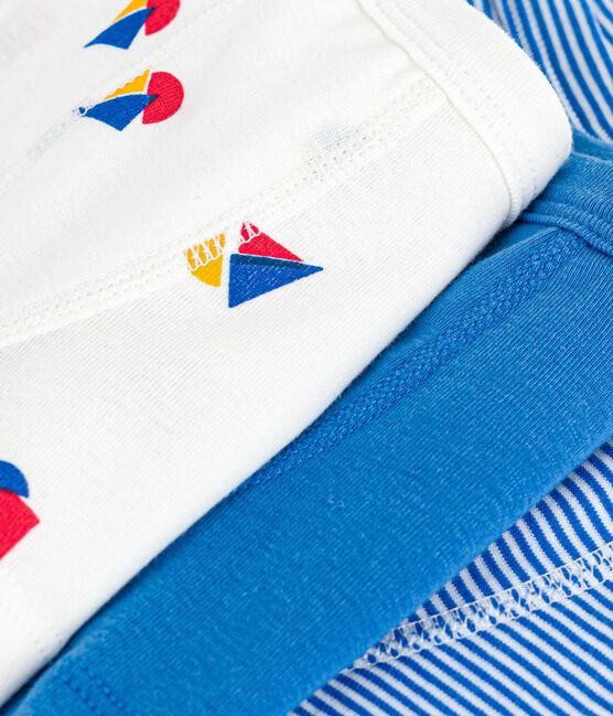 Lot de boxers enfant en coton à ceinture colletée imprimé bateaux variante 1