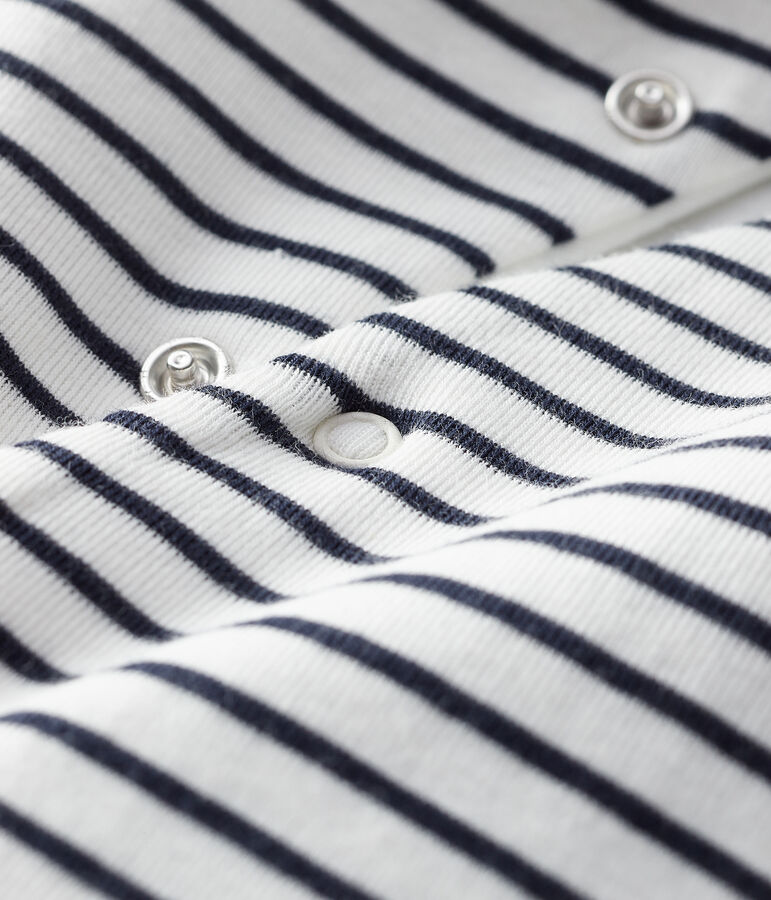 Combinaison longue &agrave; capuche b&eacute;b&eacute; mixte blanc MARSHMALLOW/bleu SMOKING