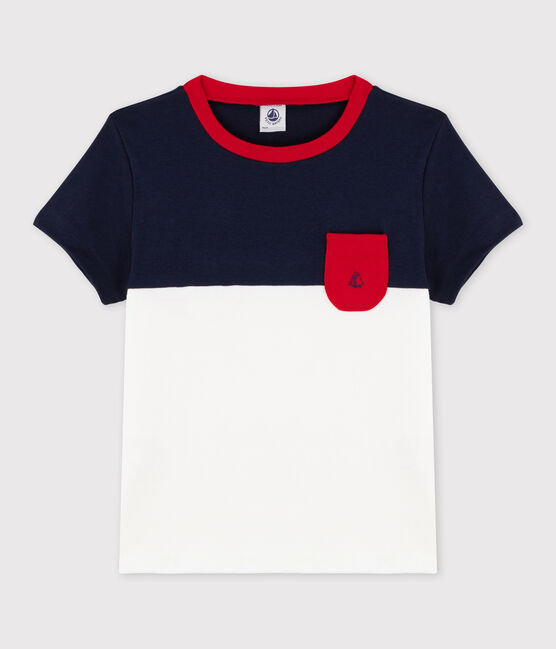 Tee-shirt manches courtes en coton bébé garçon bleu SMOKING/blanc MULTICO