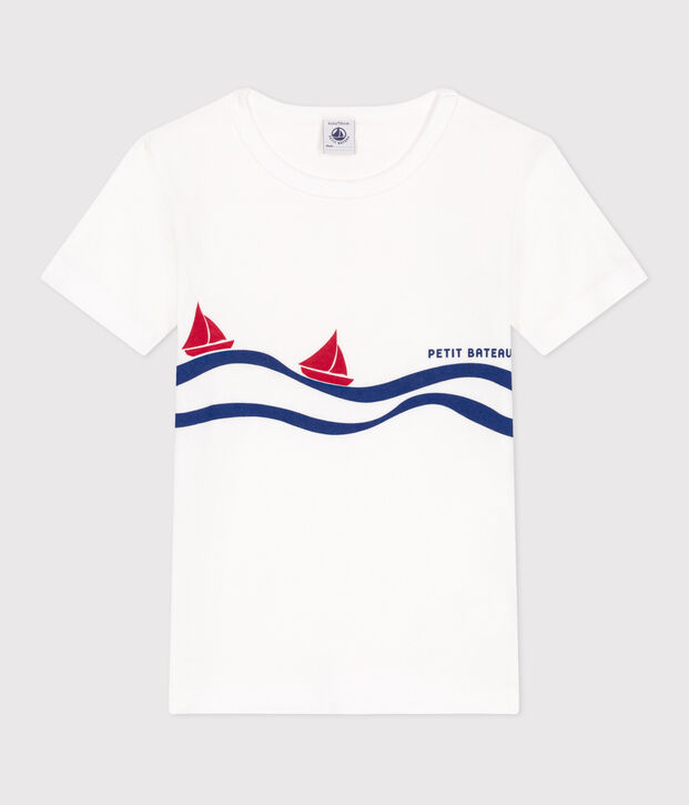 Tee-shirt manches courtes en coton enfant blanc/multicouleur