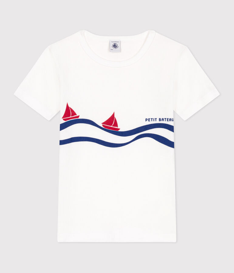 Tee-shirt manches courtes en coton enfant blanc ECUME/blanc MULTICO