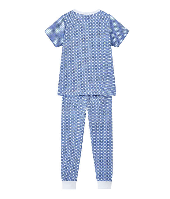 Pyjama garçon en tubique manches courtes blanc ECUME/bleu PERSE