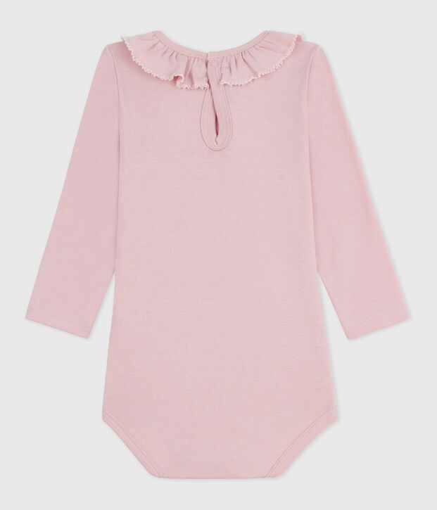 Body b&eacute;b&eacute; en coton &agrave; col, uni rose clair