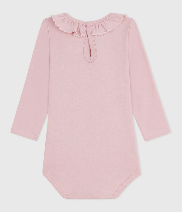 Body b&eacute;b&eacute; en coton &agrave; col, uni rose JOLI