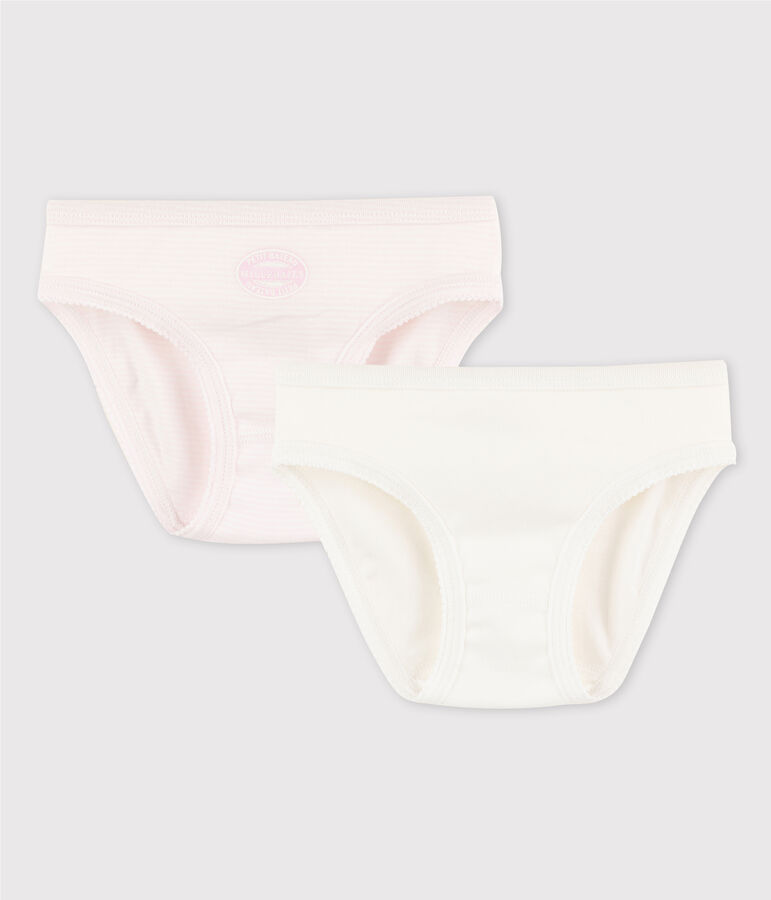 Lot de 2 culottes milleraies rose petite fille en c&ocirc;te variante 1