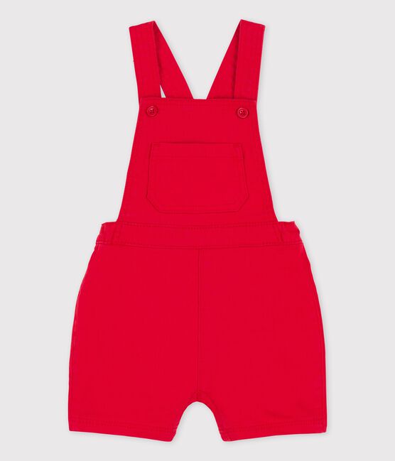 Salopette courte en denim coloré bébé rouge PEPS