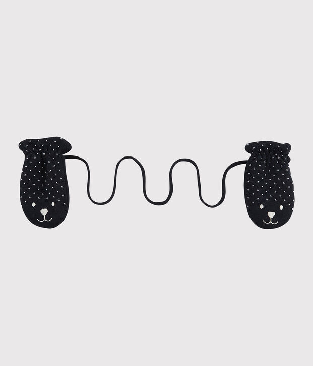 Moufles b&eacute;b&eacute; doubl&eacute;e micropolaire bleu marine
