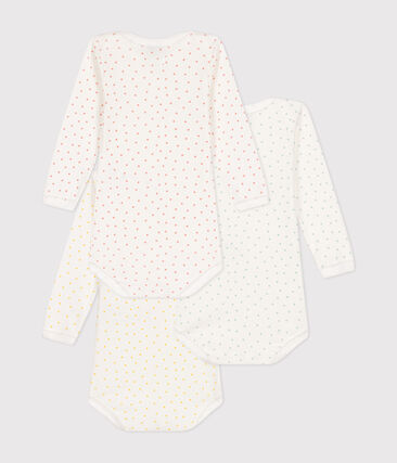 Lot de 3 bodies manches longues coeurs bébé en coton (Petit Bateau) - Image 1