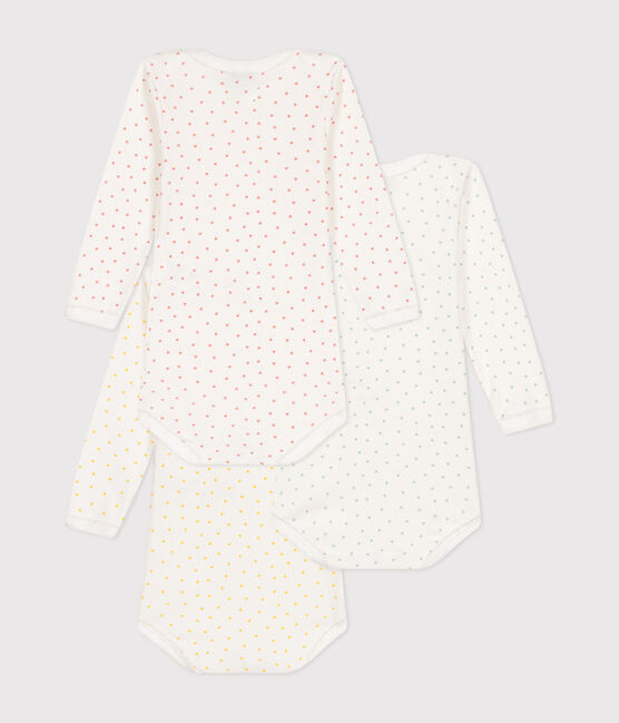 Lot de 3 bodies manches longues coeurs bébé en coton variante 1