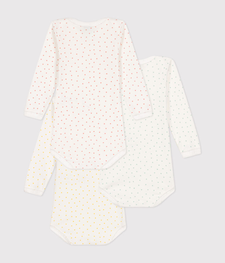Lot de 3 bodies manches longues coeurs b&eacute;b&eacute; en coton variante 1