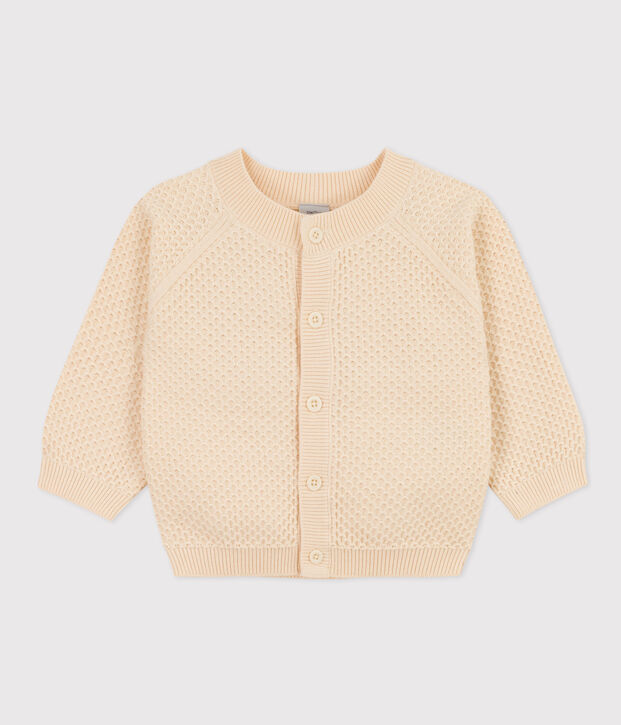 Cardigan b&eacute;b&eacute; en tricot de coton &eacute;cru