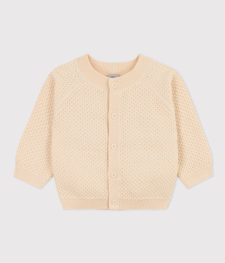Cardigan b&eacute;b&eacute; en tricot de coton &eacute;cru
