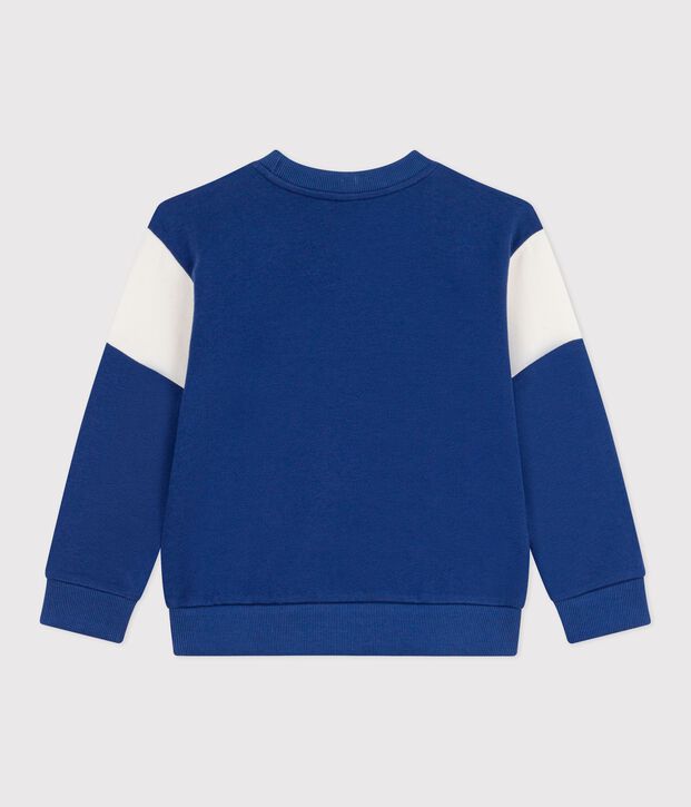 Sweatshirt enfant en coton bleu/&eacute;cru