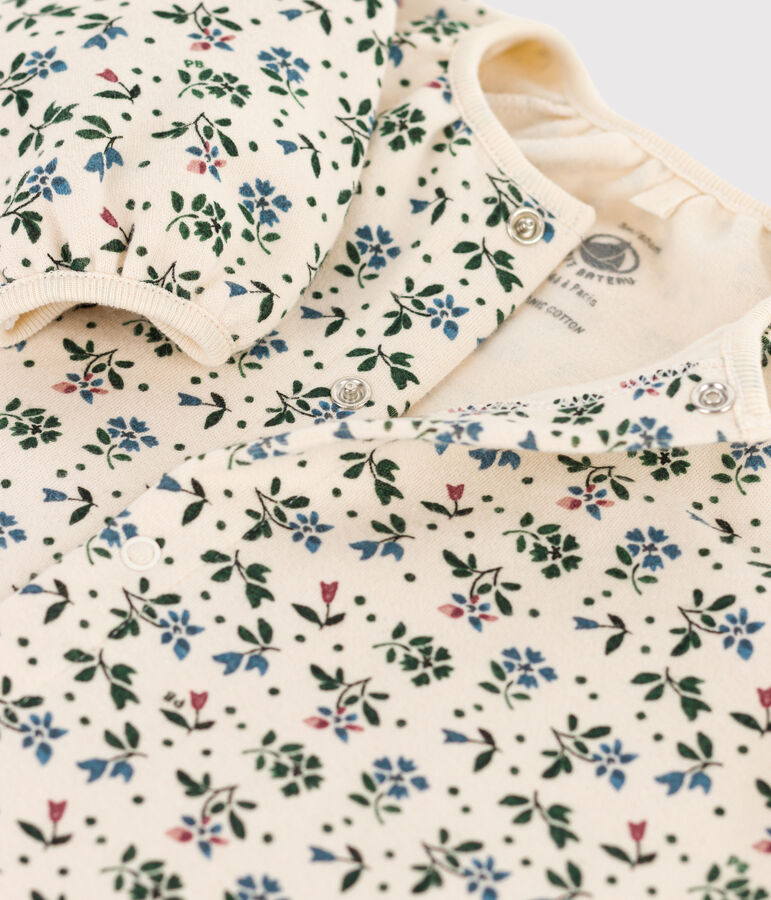 Combinaison longue imprim&eacute;e b&eacute;b&eacute; en coton blanc AVALANCHE/ MULTICO