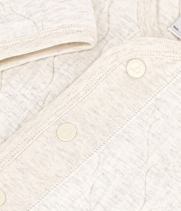 Cardigan b&eacute;b&eacute; en tubique matelass&eacute; beige chin&eacute;