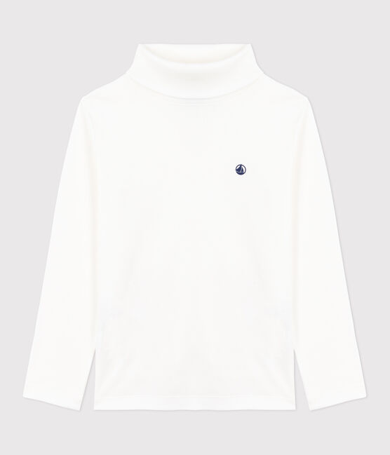Sous-pull enfant en coton uni blanc MARSHMALLOW