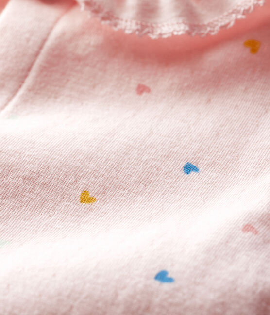 Dors-bien rose à cœurs bébé fille en tubique rose FLEUR/blanc MULTICO