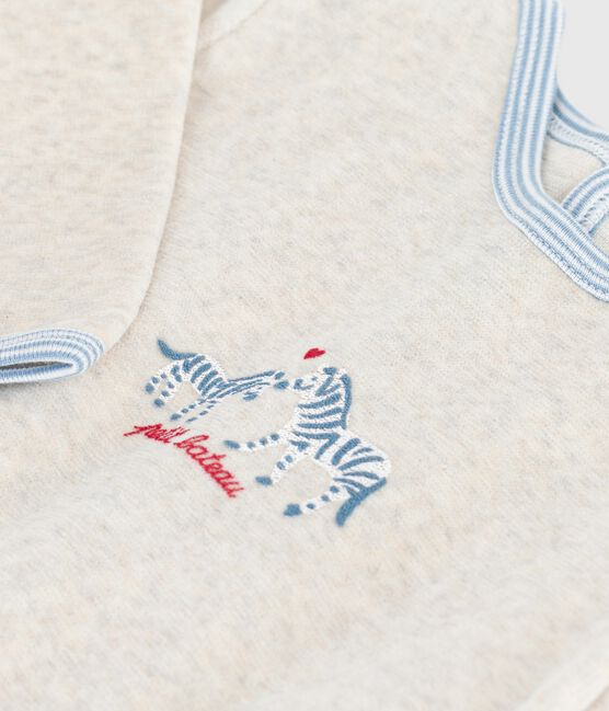 Pyjama bébé en velours ouverture au dos uni beige MONTELIMAR CHINE