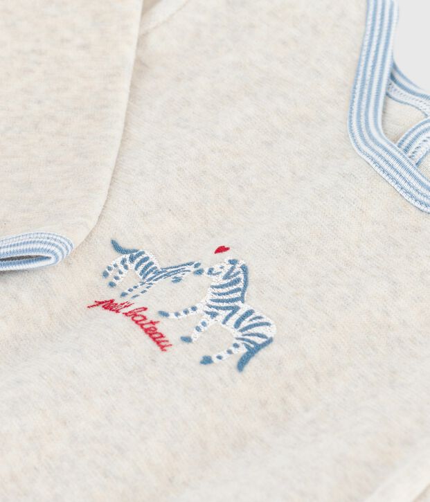 Pyjama b&eacute;b&eacute; en velours ouverture au dos uni beige chin&eacute;