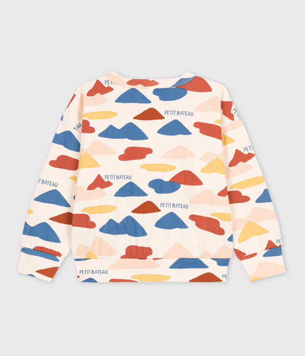 Sweatshirt imprim&eacute; en tubique enfant fille / gar&ccedil;on &eacute;cru/multicouleur