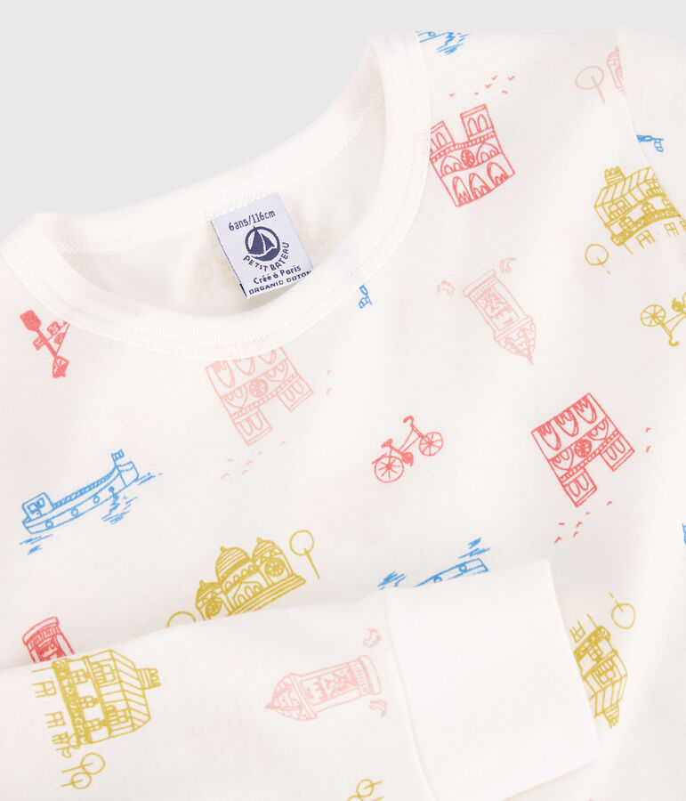 Pyjama Paris en coton enfant blanc MARSHMALLOW/blanc MULTICO