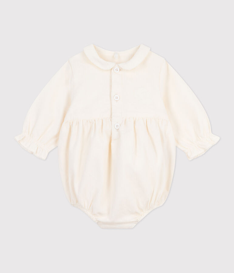 Combinaison courte c&eacute;r&eacute;monie b&eacute;b&eacute; en velours brod&eacute; &eacute;cru MILK