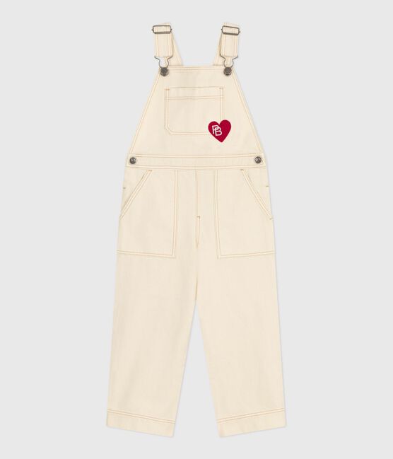 Salopette enfant en denim unie écru MILK