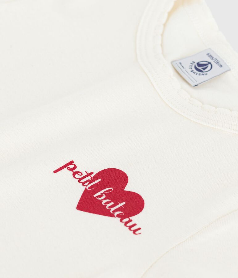 Tee-shirt enfant &agrave; manches courtes imprim&eacute; &eacute;cru MILK