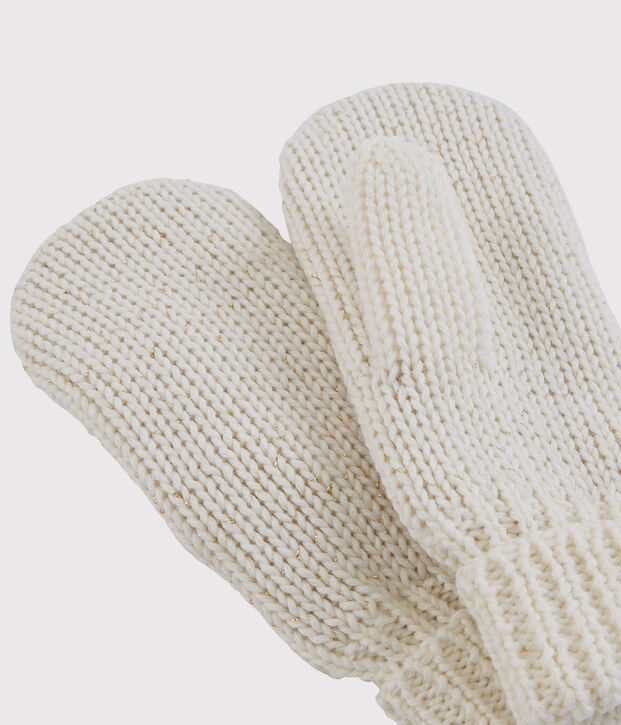 Moufles enfant fille blanc/jaune
