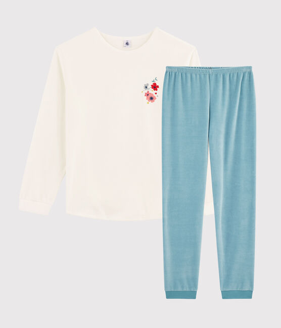 Pyjama fille / femme en velours blanc MARSHMALLOW/ BRUME