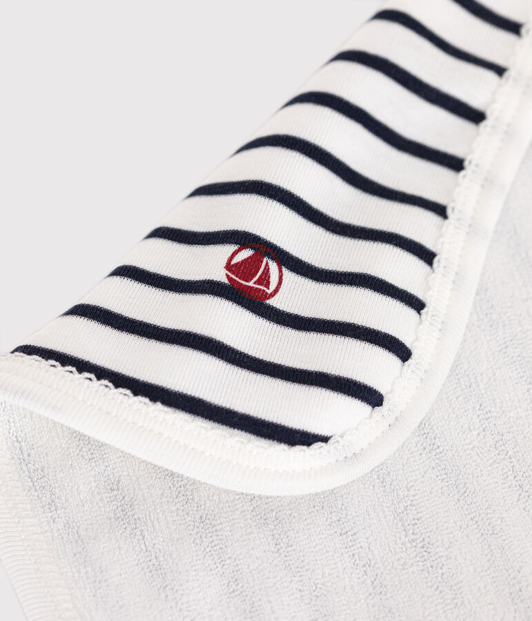 Lingette b&eacute;b&eacute; en coton et en &eacute;ponge &agrave; rayures blanc MARSHMALLOW/bleu SMOKING