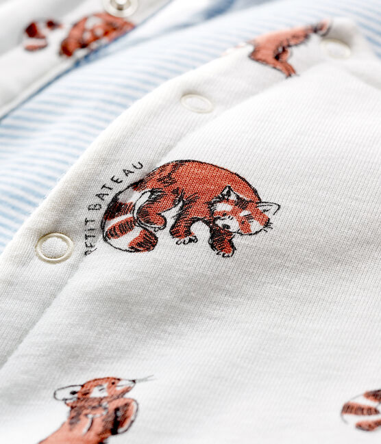 Gilet sans manches réversible bébé garçon en côte ouatinée blanc MARSHMALLOW/ MULTICO CN