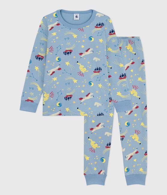 Pyjama enfant en molleton imprimé bleu ADRIATIC/ MULTICO