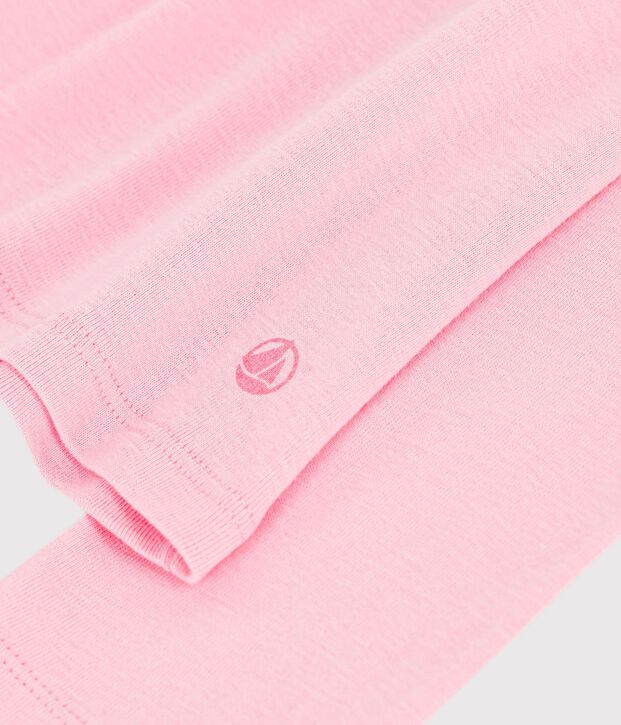 Tee-shirt femme en coton manches longue uni rose clair