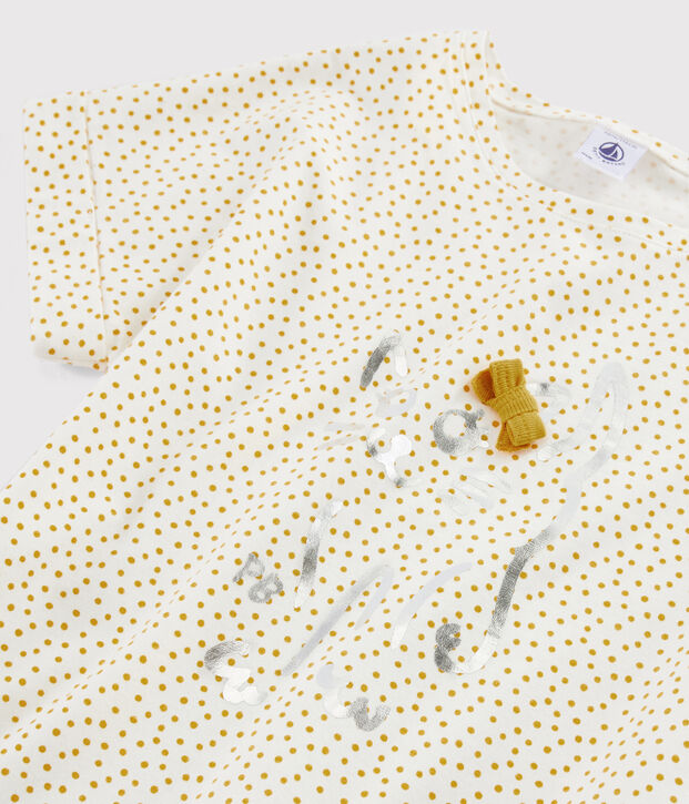 Tee-shirt imprim&eacute; enfant fille blanc/jaune