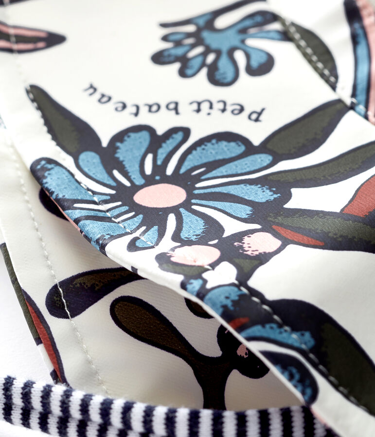 Capeline b&eacute;b&eacute; fille en cir&eacute; imprim&eacute; blanc/multicouleur