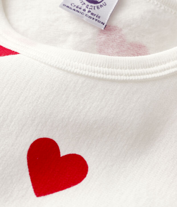 Pyjama c&oelig;ur en molleton enfant blanc/rouge