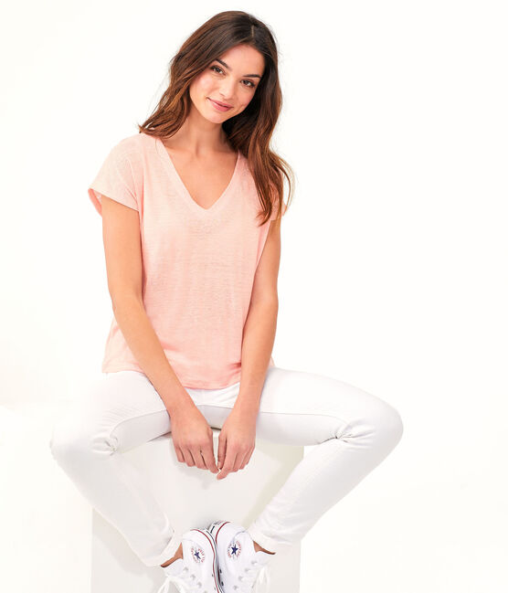 Tee shirt lin femme rose PATIENCE