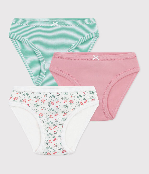 Lot de 3 culottes enfant en coton fleuries multicouleur