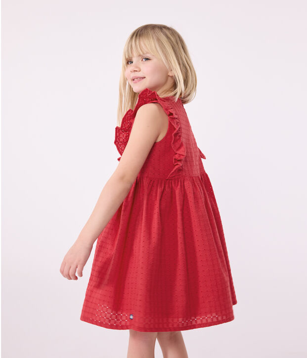 Robe sans manche enfant en coton rouge