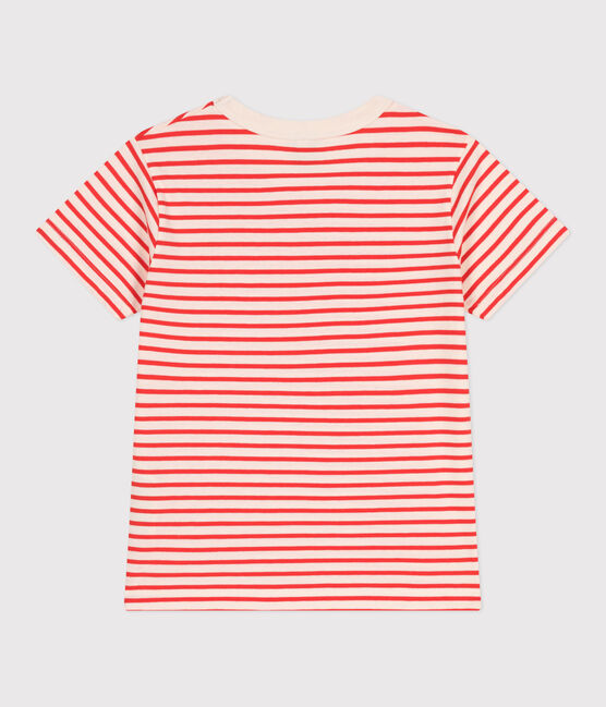 Teeshirt enfant en coton manches courtes à rayures rouge AVALANCHE/ SPICY