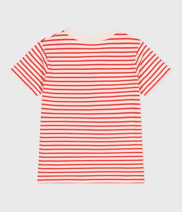 Teeshirt enfant en coton manches courtes &agrave; rayures rouge/rouge